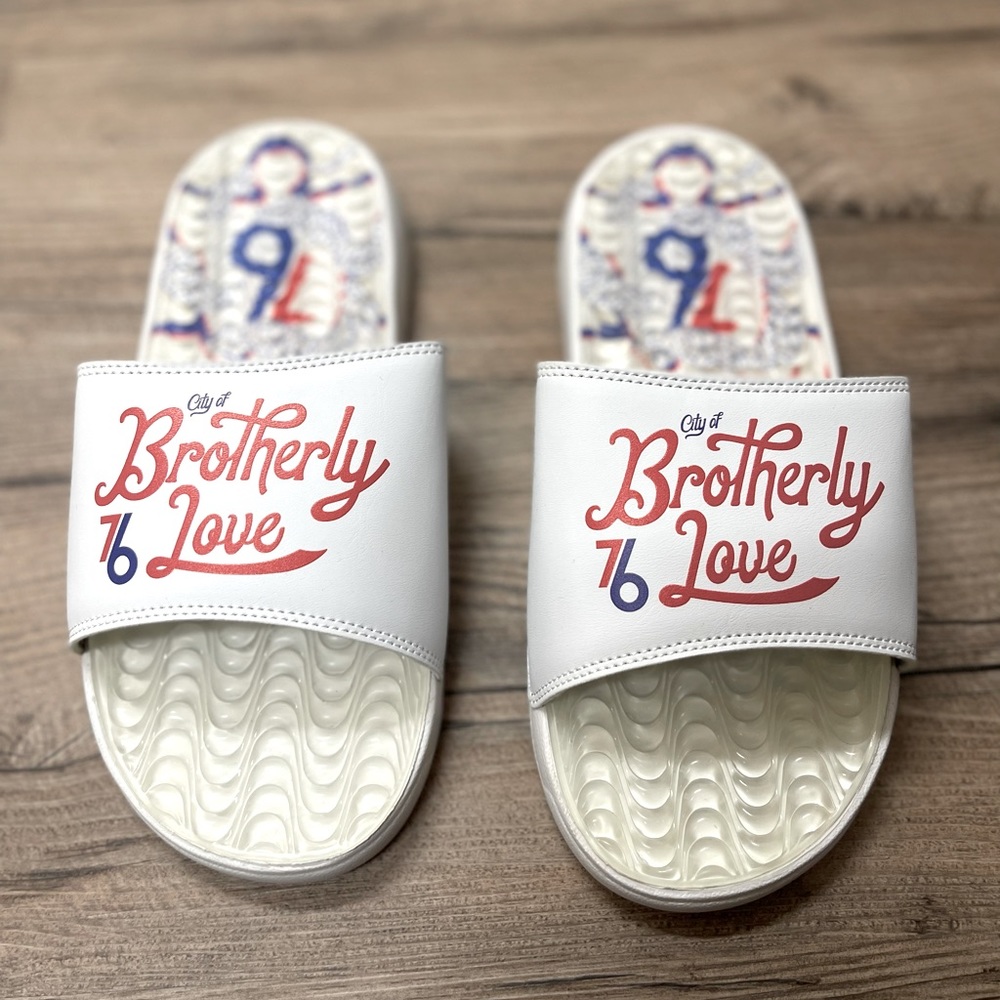 New Philadelphia 76ers ISlide 2022/23 City Edition Gel Slide Sandals - White